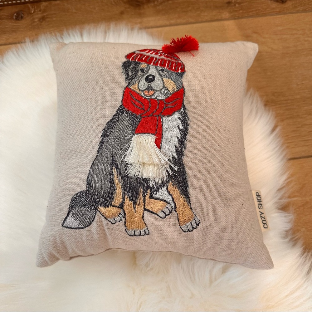 Holiday Dog Accent Pillow - Red and Black